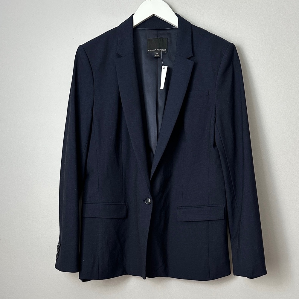 Banana Republic Navy Wool Blazer size 14 NWT